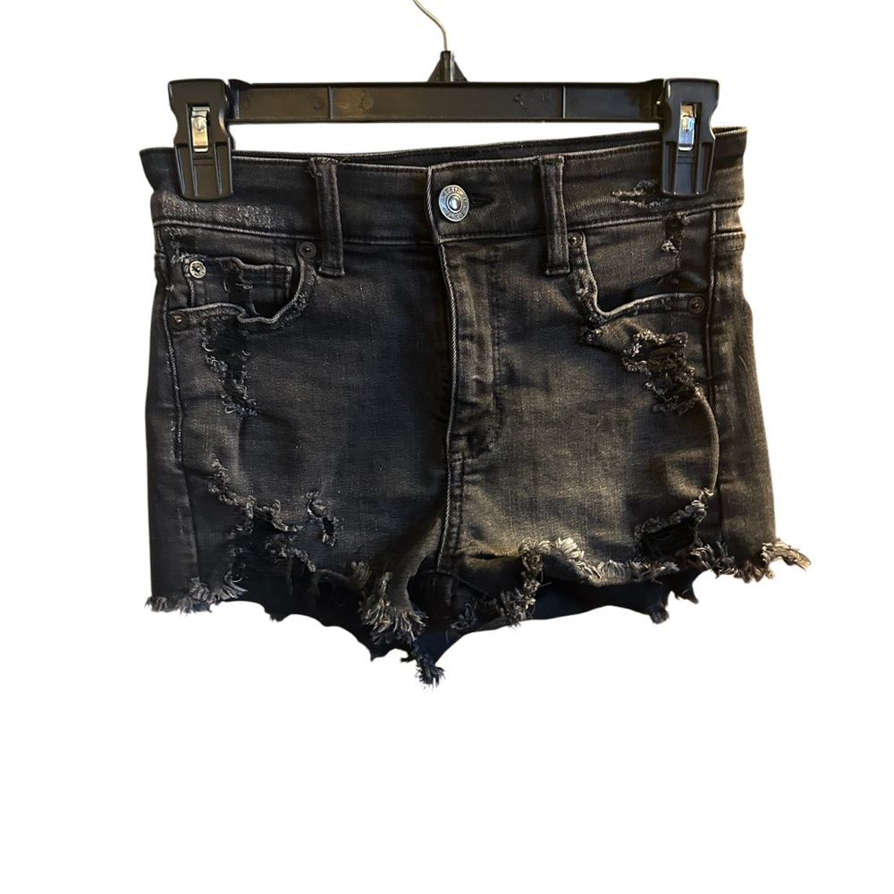American Eagle Women’s Distressed Black Denim Shorts